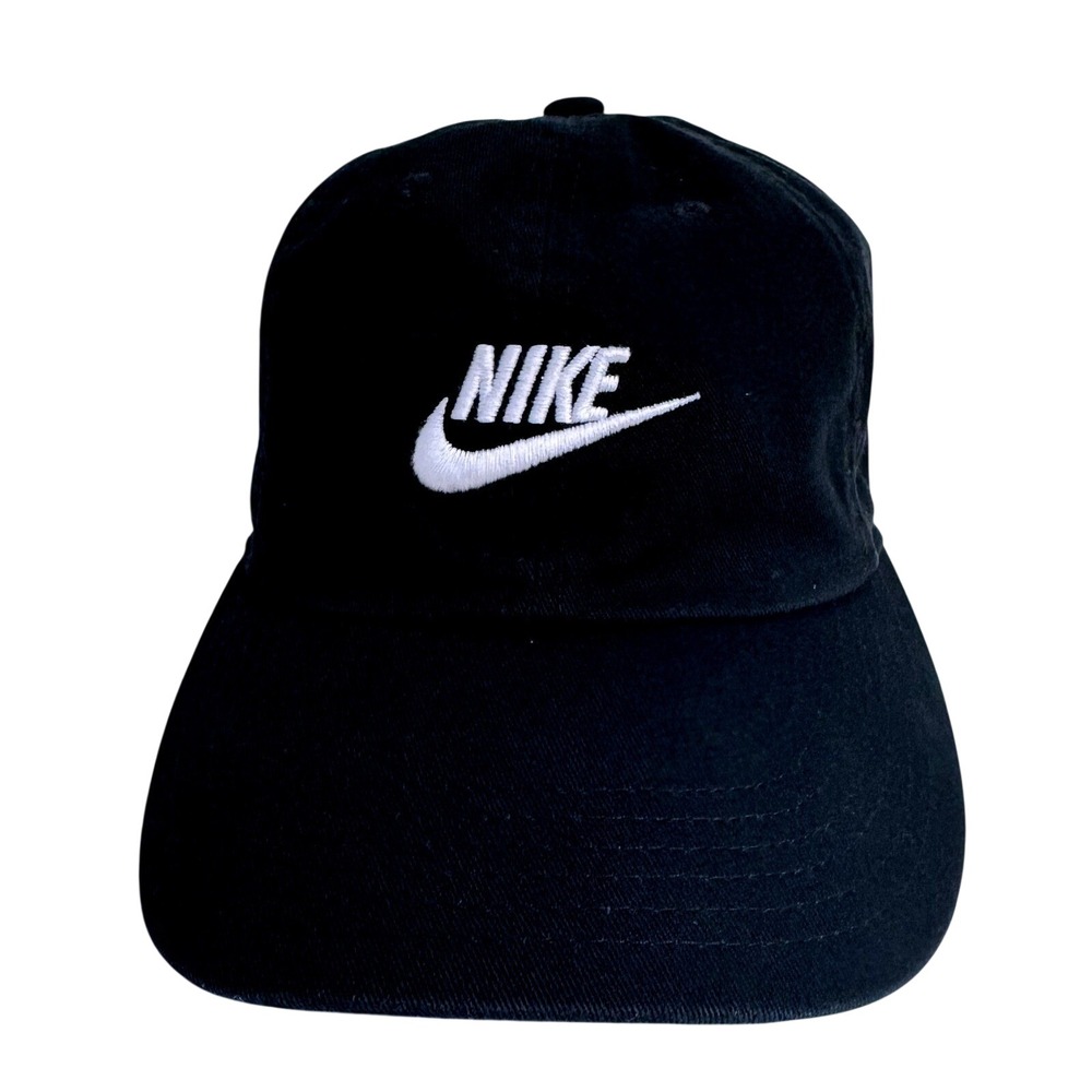 Nike Club Cap Black Cotton Adjustable Strap Swoosh Logo Unisex One Size